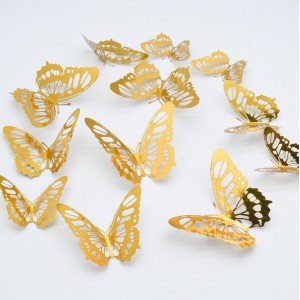 (12 шт) Комплект метеликів 3d на скотчі, ЗОЛОТІ повiтрянi