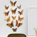 (12 шт) Комплект метеликів 3d на скотчі, ЗОЛОТІ ажурні